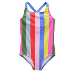 Mini Boden Kids’ Stripe One-Piece Swimsuit, Girls 6-7Y